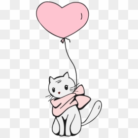 Cat And Balloon - Line Art Cat, HD Png Download - balloon animal png