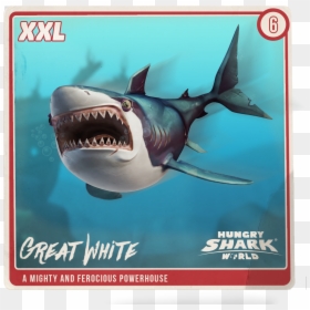 Hungry Shark World Cards Great White Shark, HD Png Download - megalodon png