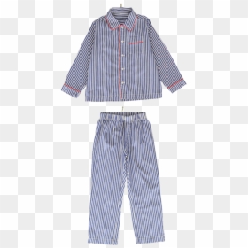 Blue And White Striped Pyjama With Red Piping - Blauw Wit Gestreepte Pyjama, HD Png Download - red and white stripes png