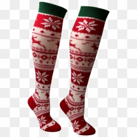 Christmas Knee High Boot Socks - Hockey Sock, HD Png Download - knee png