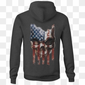 Zip Up Hoodie American Flag Vintage Skull Military, HD Png Download - vintage american flag png