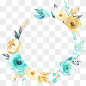 #watercolor #flowers #frame #mint #teal #gold #silver - Gold Mint Frame Png, Transparent Png - watercolor frame png