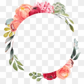 Floral Design Sticker Circle, HD Png Download - watercolor frame png