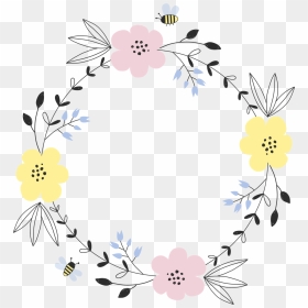 #frame #flower #flowers #bee #watercolor #ftestickers - Bee And Flower Wreath, HD Png Download - watercolor frame png