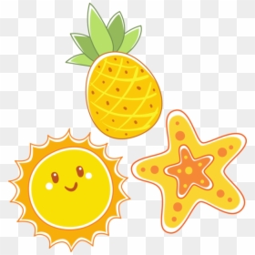 Yellow Vsco 3 Stickers Set, Starfish Sun Pineapple - Sun Stickers, HD Png Download - summer png tumblr