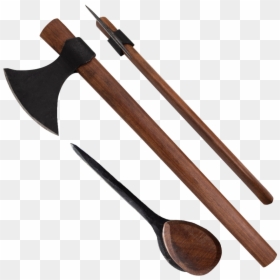 Handmade Viking Carbon Steel Ax - Wooden Spoon, HD Png Download - viking axe png