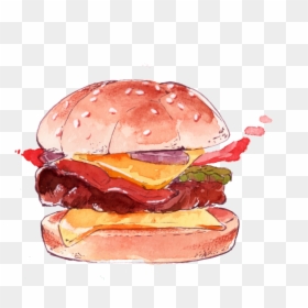 Transparent Burger - Transparent Food Watercolor Png, Png Download - hamburger vector png