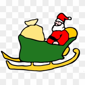 Christmas Sleigh Clip Art - Draw Santa In Sleigh, HD Png Download - green santa hat png