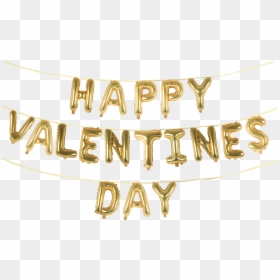 Valentines Day Balloons Gold, HD Png Download - happy valentines day png