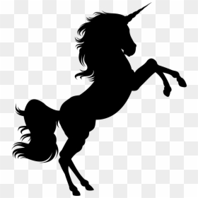 Rearing Horse Silhouette Png, Transparent Png - unicorn horn png