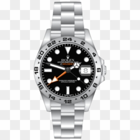 Rolex Watch Black And Silver, HD Png Download - rolex png