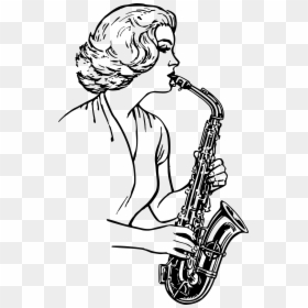 Playing Saxophone Clipart Black And White, HD Png Download - saxophone png