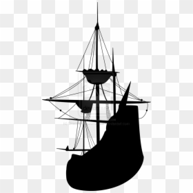 Sailing Ship Silhouette Tall Ship Clip Art - Pirate Ship Silhouette Png, Transparent Png - boat silhouette png