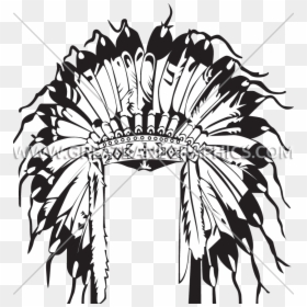 Indian Head Dress Production - Indian Headdress Black And White, HD Png Download - indian chief png