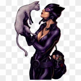 Catwoman With Her Cat, HD Png Download - anne hathaway png