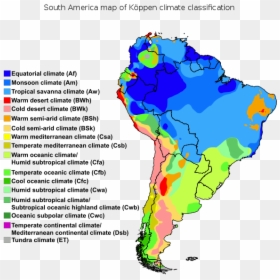 South America Map Of Köppen Climate Classification - Ethnic Map Of South America, HD Png Download - latin america flags png