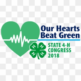 Our Hearts Beat Green Logo - 4 H Clover, HD Png Download - 4-h clover png