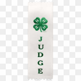 Identification White Judge Ribbon - 4 H Clover, HD Png Download - 4-h clover png