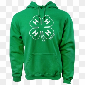 4-h Green Hoodie With Clover Outline - Hoodie, HD Png Download - 4-h clover png