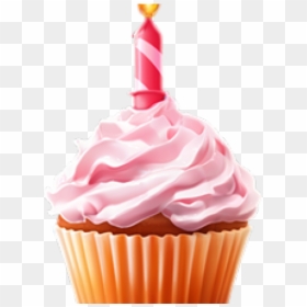 Candle Clipart Birthday Cupcake, HD Png Download - cupcake with candle png