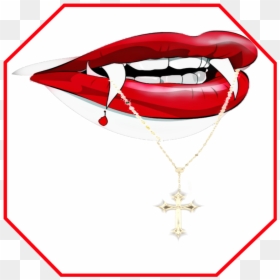 #vampire Lips Biting Cross - Mouth, HD Png Download - biting lip png