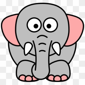 Cartoon Black And White Elephant, HD Png Download - cartoon elephant png