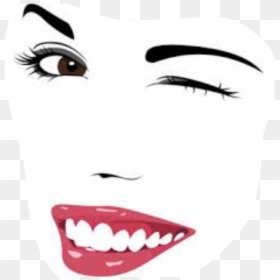 #face #wink #women #lips #makeup - Eye Winking Drawing Easy, HD Png Download - wink face png