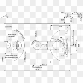File - Basketball - Nba - Field Diagram -de - Svg - Standard Size Fiba Basketball Court Dimensions, HD Png Download - basketball court floor png