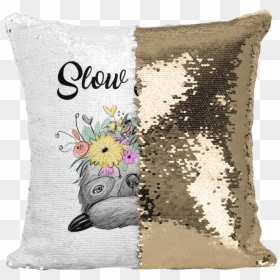 Cute Sloth Face Magic Sequin Cushion Cover - Almofada Personalizada Magica, HD Png Download - sloth face png