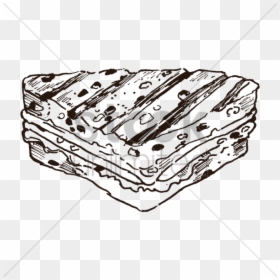 Ham, Sandwich, Drawing, Transparent Png Image Clipart - Sandwich Drawing Black And White Png, Png Download - ham sandwich png