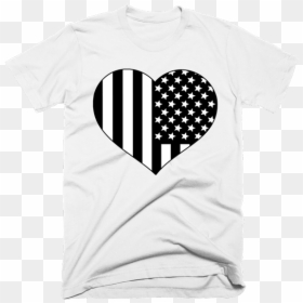 Black And White American Flag Heart Shirt - Fill In The Blank T Shirt, HD Png Download - american flag heart png