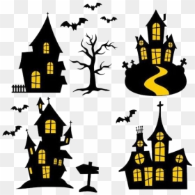 Halloween Haunted House Download Transparent Png Image - Simple Haunted House Silhouette, Png Download - halloween house png