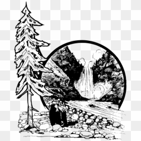 Transparent Waterfall Clipart Png - Yellowstone National Park Pictures Black And White, Png Download - waterfall clipart png