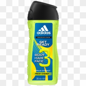 Get Ready 3in1 Body, Hair And Face Shower Gel For Him - Shower Gel Adidas Men, HD Png Download - body hair png