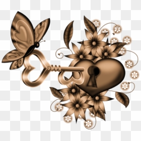 #key #heart #butterfly #steampunk #scrapelement - Illustration, HD Png Download - steampunk butterfly png