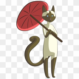 Cat With Umbrella Png, Transparent Png - siamese cat png