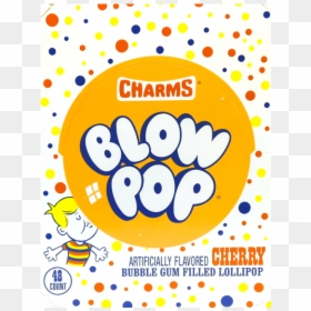 Charms Blow Pop Cherry 48 Pops Box Front - Blow Pop Polka Dots, HD Png Download - blow pop png