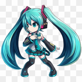 Blue Pigtails Anime Girl, HD Png Download - hatsune miku chibi png