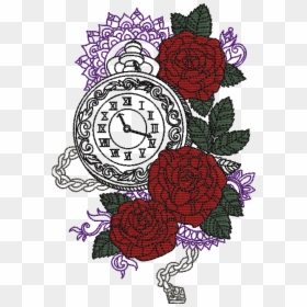 Rose Embeoidery Design, HD Png Download - steampunk clock png