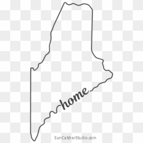 Free Maine Outline With Home On Border, Cricut Or Silhouette - Line Art, HD Png Download - maine outline png