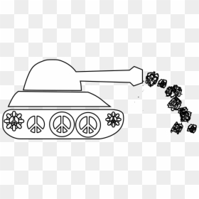 Peace Tank Black White Line Art Flower Christmas Xmas - Black And White Tank, HD Png Download - earth outline png