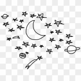 #stars #galaxy #moon #planet #star #moons #constellation - Aesthetic Moon Black And White Drawing, HD Png Download - earth outline png