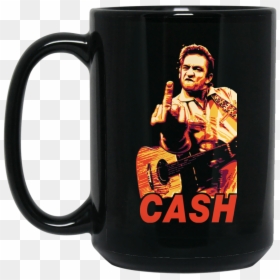 White Fan Shop Funny Johnny Cash Ceramics Coffee Mug - Johnny Cash Middle Finger Poster, HD Png Download - johnny cash png