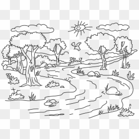 River Cleansed Trees Free Photo - Nature Clipart For Coloring, HD Png Download - row of trees png