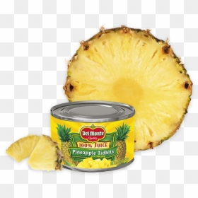 Pineapple Tidbits In 100% Juice - Del Monte Crushed Pineapple In 100% Juice, HD Png Download - pineapple slices png