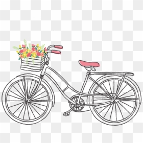 Free Romantic Clip Art - Bike With Flower Basket Clipart, HD Png Download - bike clipart png