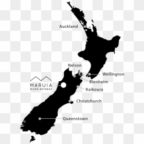 Map Black Of Nz Mrr - New Zealand Climate 2018, HD Png Download - river silhouette png