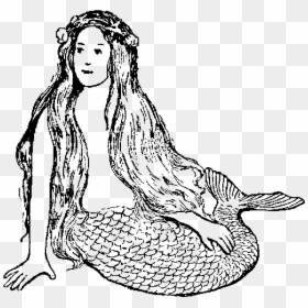 Mermaid Sea Ocean Illustration Digital Clipart Storybook - Illustration, HD Png Download - mermaid drawing png