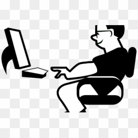 Graphic Free Library Neck Pain Prevention With Posture - Man Using Computer Clipart Png, Transparent Png - guy sitting png