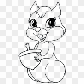 How To Draw A Cartoon Squirrel In A Few Easy Steps - Easy Squirrel Drawing, HD Png Download - squirrel silhouette png